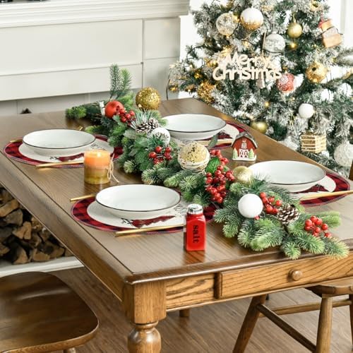 Artoid Mode Watercolor Red and Black Buffalo Plaid Christmas Trees Merry Xmas - Image 5