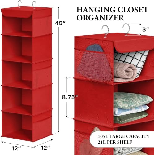Simple Houseware 5 Shelf Hanging Closet Organizer - Image 2