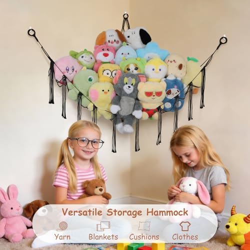 Stuffed Animal Storage Hammock Corner, 55 Inch Large No Drill Toy Net - Image 5