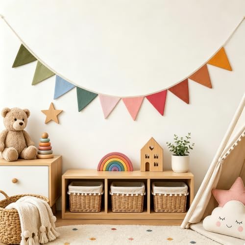 Fabric Triangle Banner Pennant Flags Palyroom Bunting Classroom Decor - Image 2