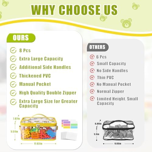 8 Packs Large Clear Toy Storage Bags - Image 2