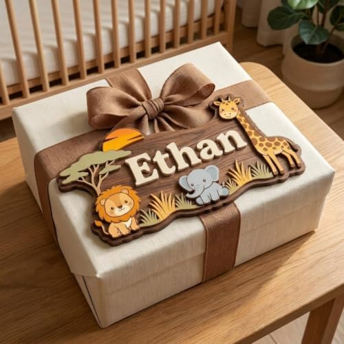Personalized Safari Nursery Name Sign, Custom Jungle Animal Wall Decor - Image 4