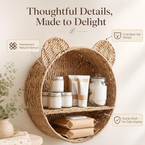 Teddy Bear Shelf, Nursery Shelves, Paper Rope Hanging Basket - Image 5