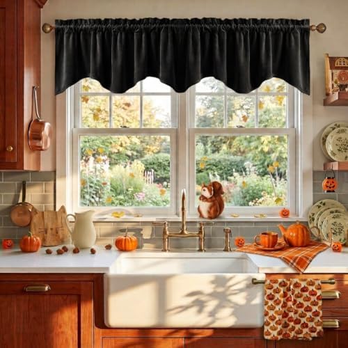 StangH Halloween Decor Black Valance 52x18 Inch, 1 Panel by StangH