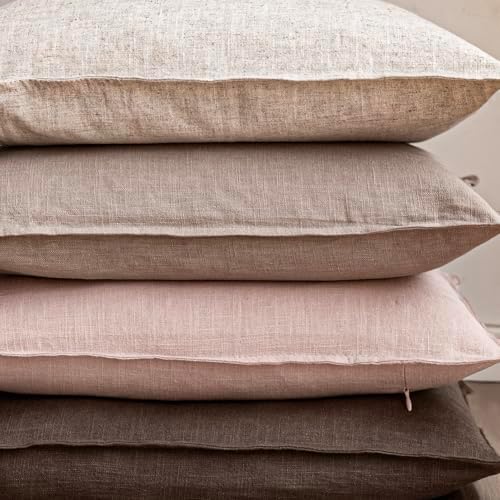 Foindtower Linen Solid Decorative Throw Pillow Covers 22x22 Inch Light Pink - Image 5