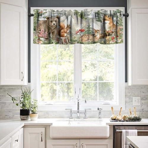 Rustic Nursery Woodland Animals Valance Curtain - Image 2