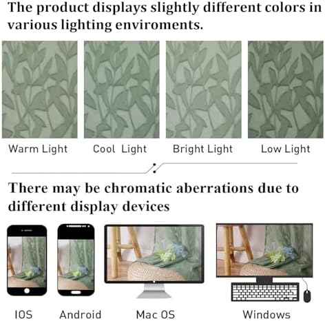 Lecloud Leia Sage Green Sheer Curtains 30 Inch Length 2 Pcs, Breathable - Image 5