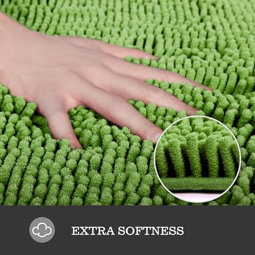 Yeaban Chenille Forest Green Bathroom Rug 20"x32", Non-Slip Rubber Backing - Image 2