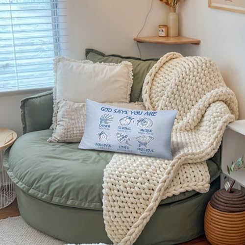 Blue Coastal Beach Christian 12x20 Pillow Cover, Preppy Beach Room Decor - Image 5