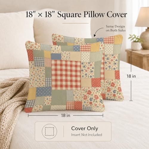 French Country Floral Patchwork Throw Pillow Cover 18x18 - Image 6