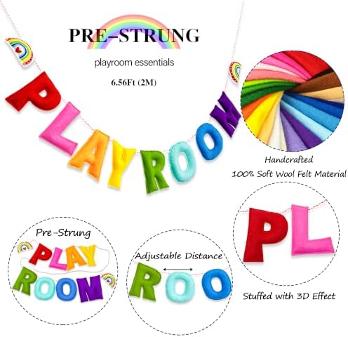 Pre-Strung 3D Rainbow Playroom Felt Banner Reusable Kid Playroom Decoration - Image 4