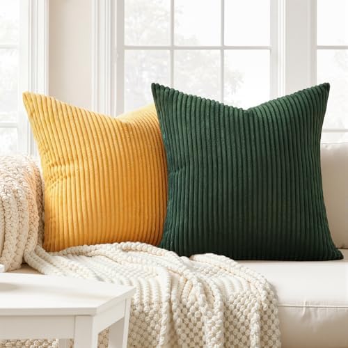Topfinel Set of 4 Mordern Nordic Boho Farmhouse Cushion Covers Green Rust Throw - Image 2
