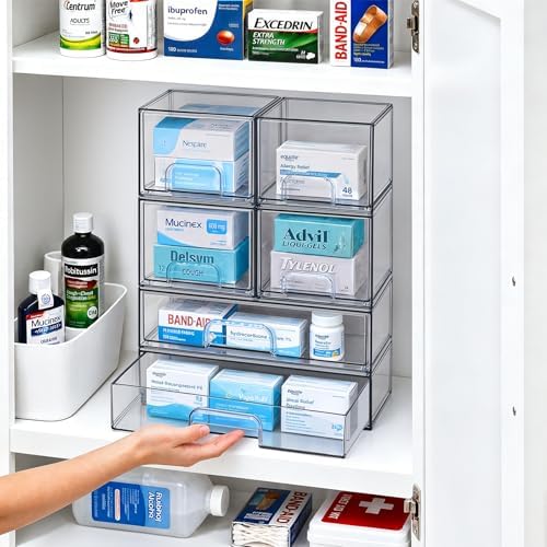 TIPGO Clear Stackable Storage Drawers, Acrylic Bathroom Makeup Organizer - Image 5