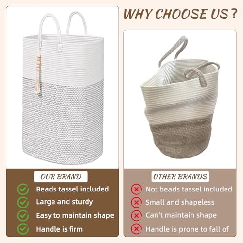 Woven Laundry Basket for Clothes, 80L Large Rectangle Laundry Hampers - Image 4