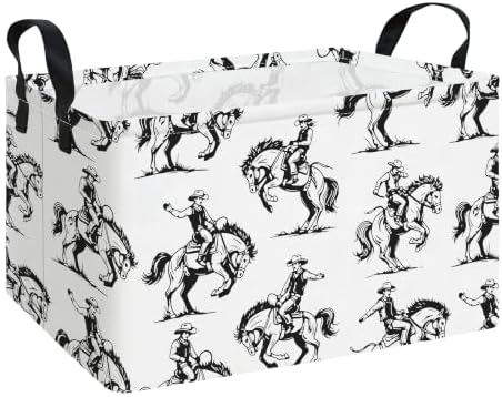 Western Cowboy Rectangular Fabric Storage Basket by FANKANGStorageBasket