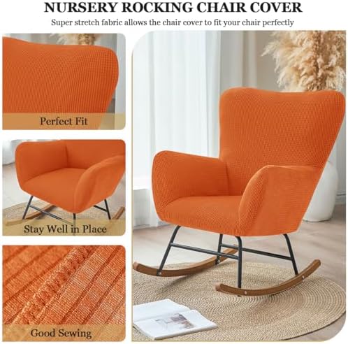 Levoberg Nursery Rocking Chair Cover Stretch Rocker Glider Chairs Cover - Image 6