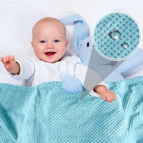 Reginary 4Pcs 30x40 Baby Blanket Fuzzy, Light Blue - Image 4