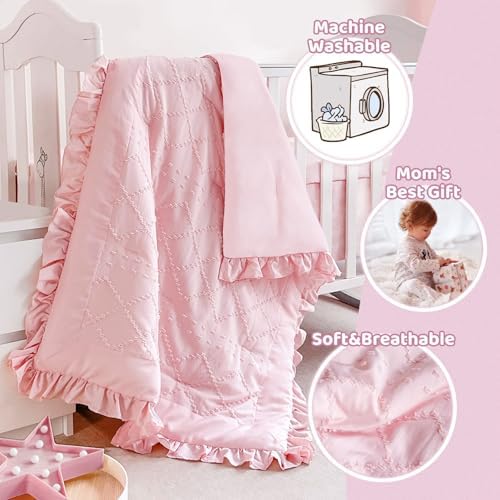 Crib Bedding Set for Girls 3-Piece Tufted Ruffle, Baby Bedding Crib Set Include - Image 6
