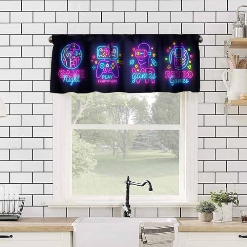 Video Game Valance Curtains for Kids Teens, Game Controller Purple Gamepad Neon - Image 4