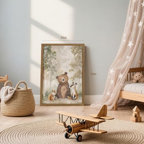 Clicyre Woodland Nursery Wall Decor, Forest Animal Canvas Wall Art 16x24 In - Image 6