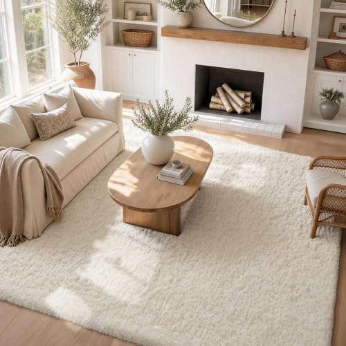 Ophanie Area Rugs 10x12 Living Room, Large Ivory Bedroom Carpet, Big Shag - Image 3