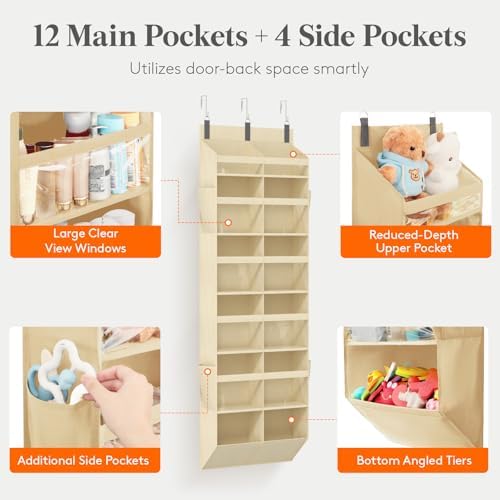 Lifewit 1 Pack Over the Door Organizer, 12 Section Hanging Storage - Image 3