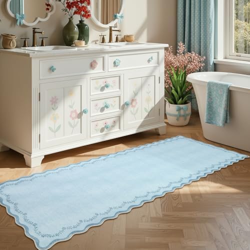GarveeHome 2x6 Scalloped Washable Runner Rug Non Slip Hallway Kitchen Rug - Image 2