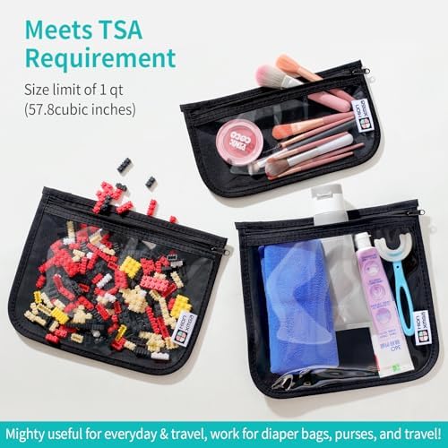 HIONXMGA Set of 3 Clear Travel Toiletry Bag, TSA Approved, Quart Size S/M/L - Image 3