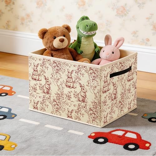 Chinoiserie Rabbit Storage Bin, Toy Book Clothes Organizer, Easter Bunny - Image 3