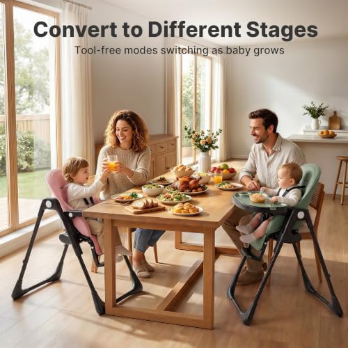3 in 1 Portable High Chairs for Babies and Toddlers, Sage Green - Image 7