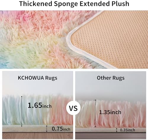 5x7 Thick Rainbow Unicorn Rug for Girls Bedroom, Soft Plush Shag Carpet - Image 2