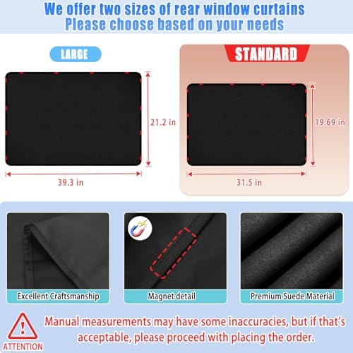 ZATOOTO Car Window Cover for Privacy, Soft Suede for Durable, 16.69×31.5in - Image 2