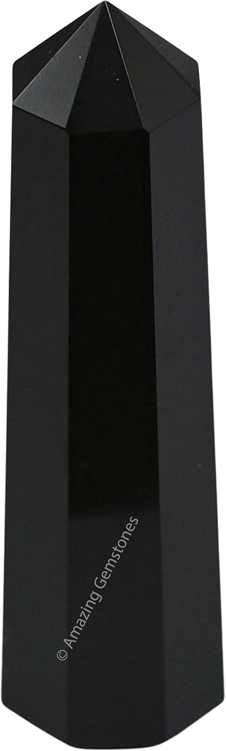 Amazing Gemstone Black Agate Crystal Towers - Natural Healing Crystal Point Obelisk for Reiki Healing and Crystal Grid (2" to 3" Inch)