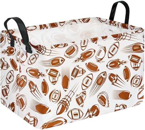 Rec Football Print Box Hamper Storage Basket Collapsible Organizer Bin Gift by VAIVUSTO