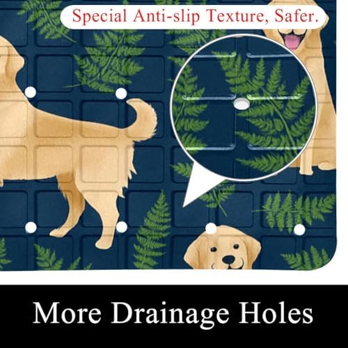 Bathtub Mat Non Slip 26.8x15.1 Inch, Dogs Leaves Shower Mat - Image 2