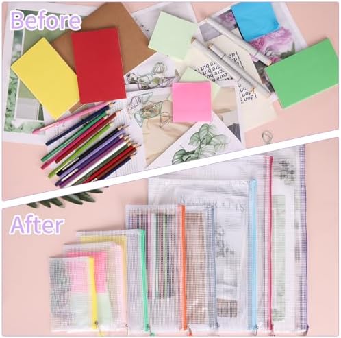 EOOUT 42pcs Mesh Zipper Pouch, 8 Sizes Waterproof Zipper Bags, 17 Colors - Image 5