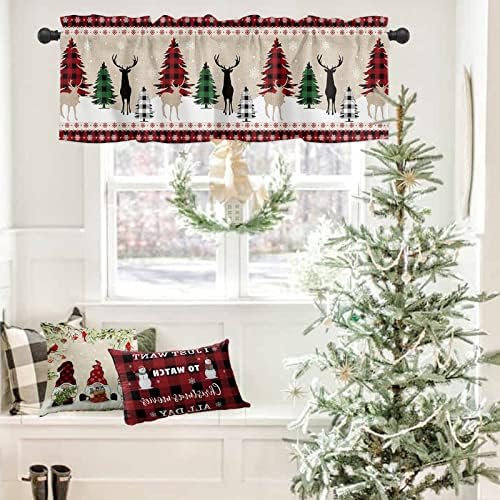 Farmhouse Christmas Valance Kitchen Curtains - Image 4