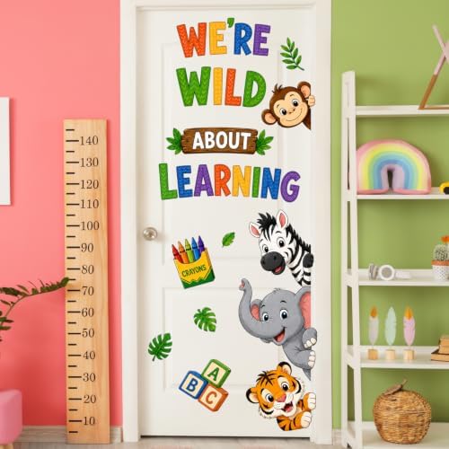 Animal Door Stickers PVC Jungle Animal Door Decals Tiger Elephant Giraffe Wild - Image 6