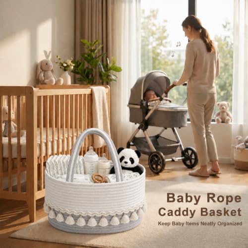 Baby Diaper Caddy Organizer, Portable Nursery Storage Basket - Image 2