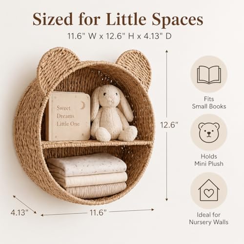 Teddy Bear Shelf, Nursery Shelves, Paper Rope Hanging Basket - Image 2
