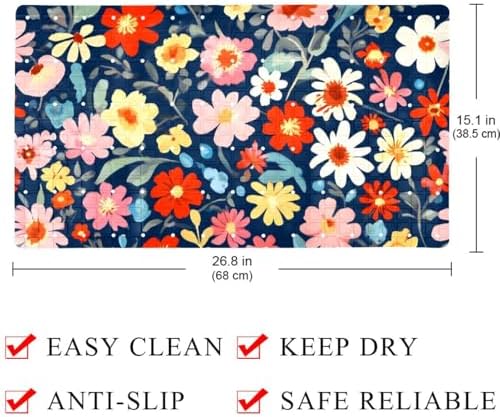 Bathtub Mat Non Slip 26.8x15.1 Inch, Colorful Flower Shower Mat - Image 4