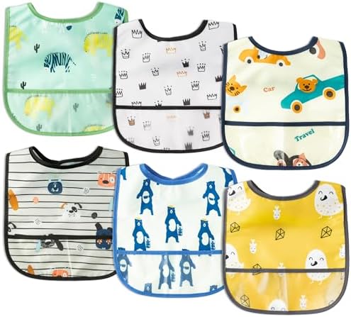 6Pcs Waterproof Toddler Bibs, Baby Feeding Bib by 2ooya