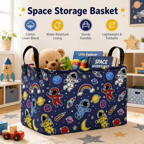 Space Storage Basket for Boys, Rocket Toy Bin, Kids Gifts Basket - Image 3
