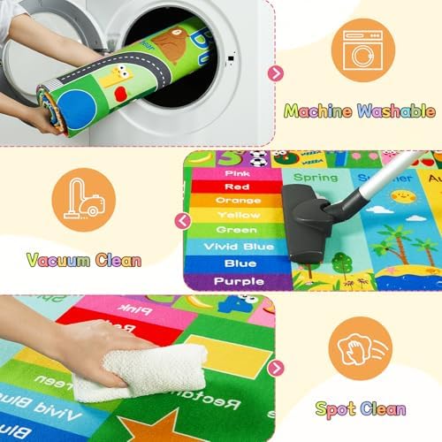 HOMORE Kids Educational Rug, 4x6 Green Kids Rugs - Image 6