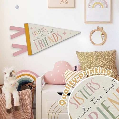 Girls Room Decor, Sisters Make the Best Friends Felt Banners Flags - Image 6