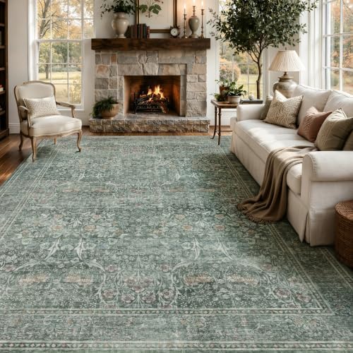 JOLLYVOGUE 8x10 Area Rugs for Living Room, Washable Rug, Moss Green by JOLLYVOGUE