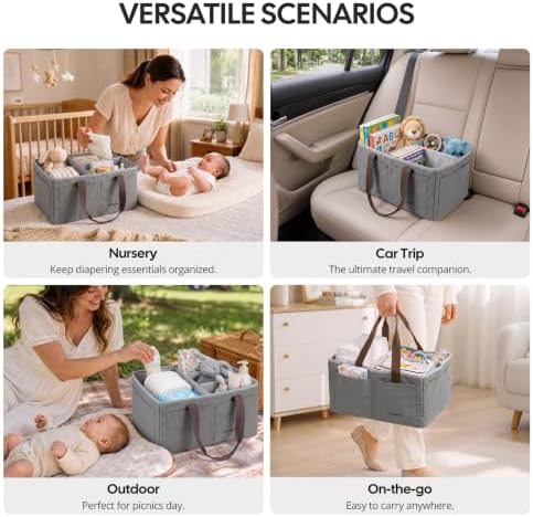 Large Canvas Baby Diaper Caddy Organizer - Image 4