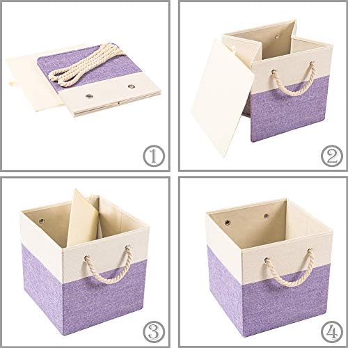 PRANDOM Large Foldable Cube Storage Bins 13x13 inch Fabric Linen Storage - Image 7