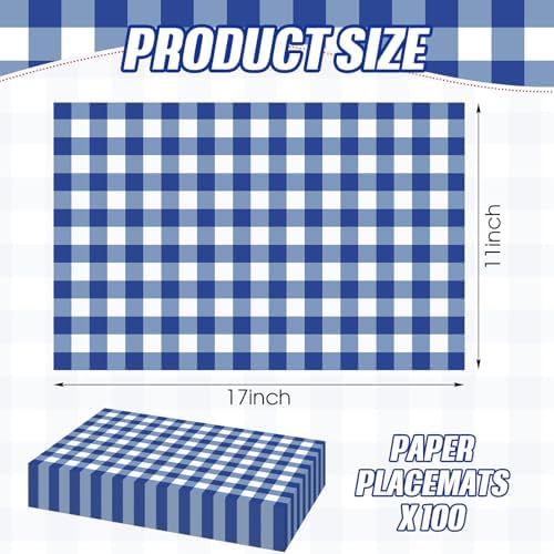 Lincia 100 Pcs Checkered Paper Placemats, 11 x 17 Inch - Image 2
