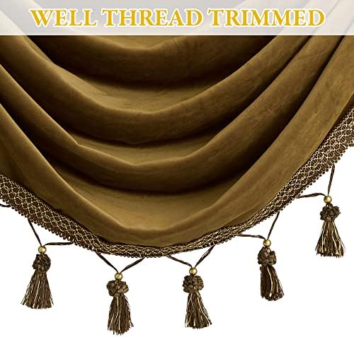 StangH Fall Decor Valance Curtains Gold Brown W39 inches, 1 Panel - Image 3